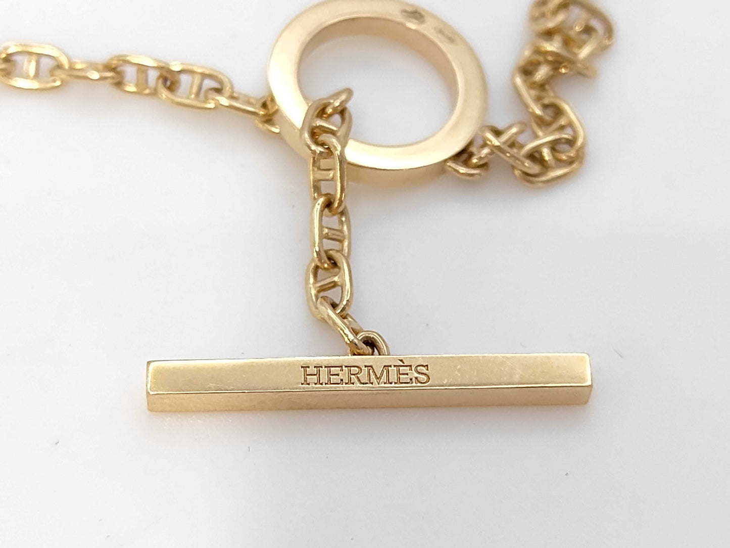 HERMES Chene Dunkle Contour Diamond PG Au750 5.7g Bracelet Bangle