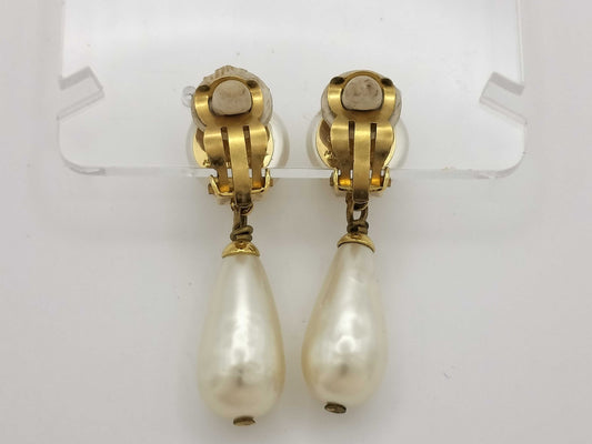 CHANEL Accessories Chanel 95A Earrings Coco Mark Pearl Vintage Gold Color Earrings
