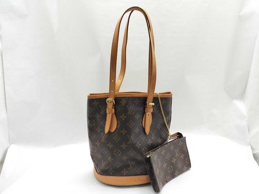LOUIS VUITTON Monogram Bag Louis Vuitton Monogram Bucket PM Handbag Tote Bag with Pouch