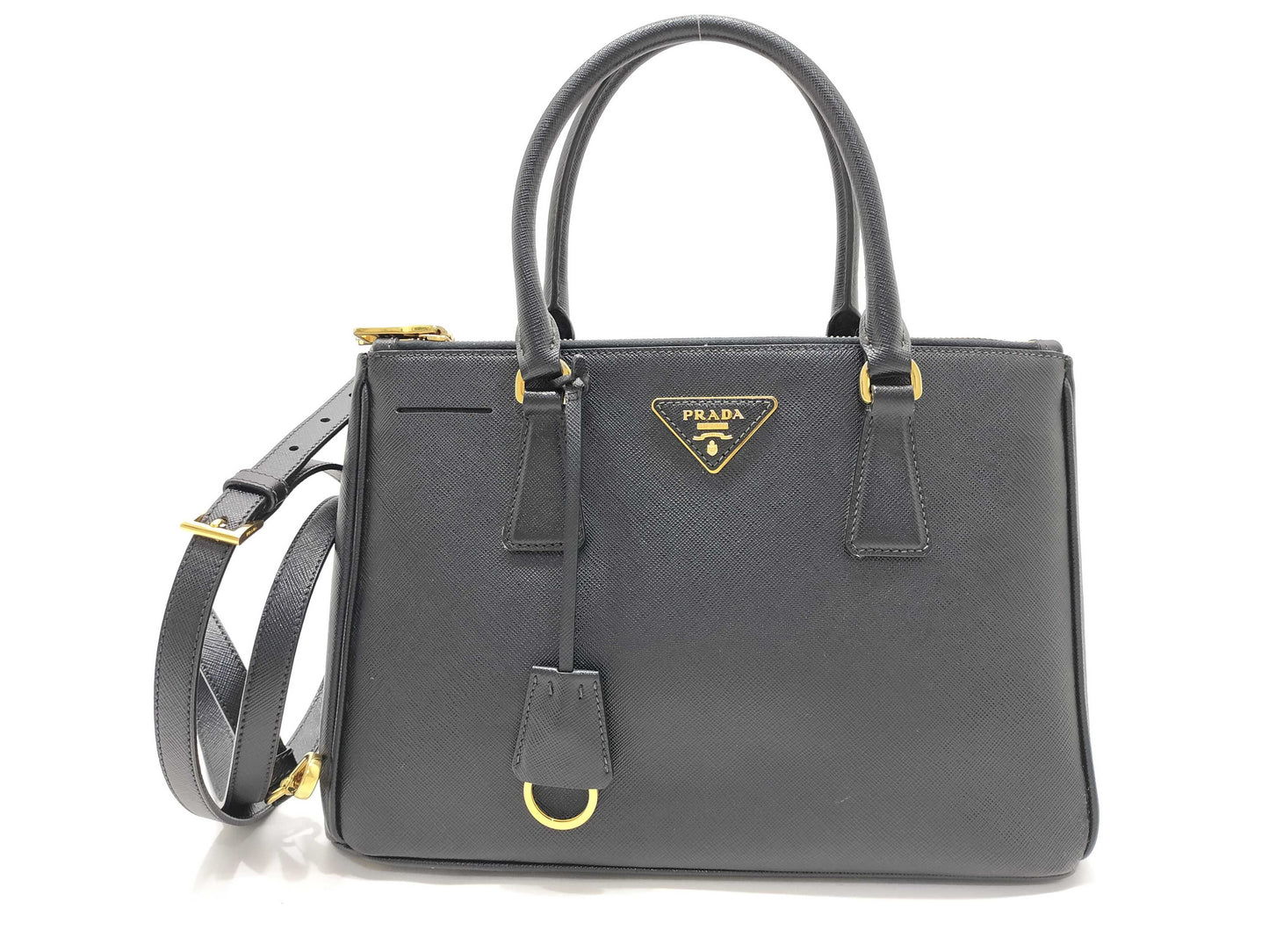 PRADA Galleria Handbag with Strap, Black