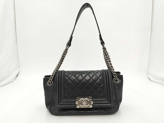 CHANEL Boy Chanel Chain Shoulder Black Bag