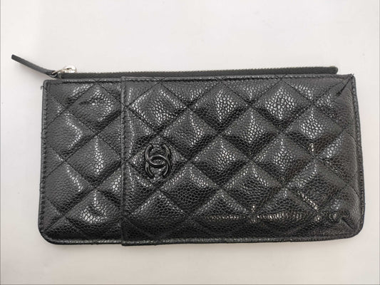 CHANEL Caviar Skin Black Phone Fragment Case Other Accessories