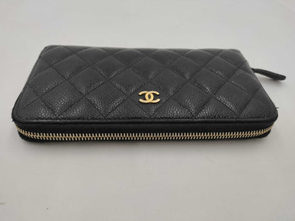 CHANEL Caviar Skin Wallet Black Wallet