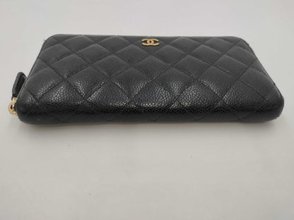 CHANEL Caviar Skin Wallet Black Wallet