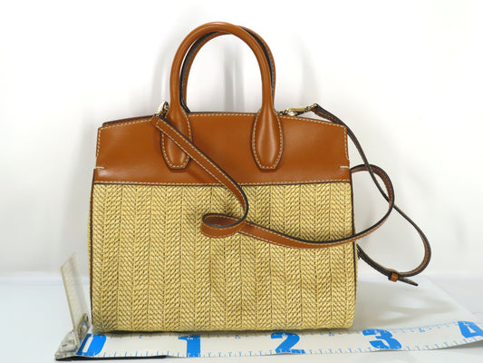 Salvatore Ferragamo Studio Bag 2-way Raffia Two-tone Handbag