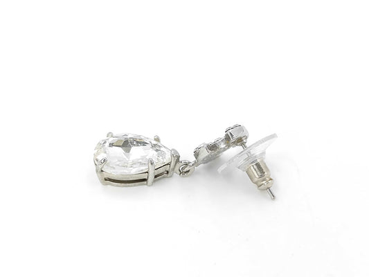 CHANEL Coco Mark Rhinestone Swing Earrings D15V