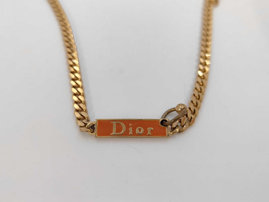 Dior Curb Chain Dior Plate Necklace