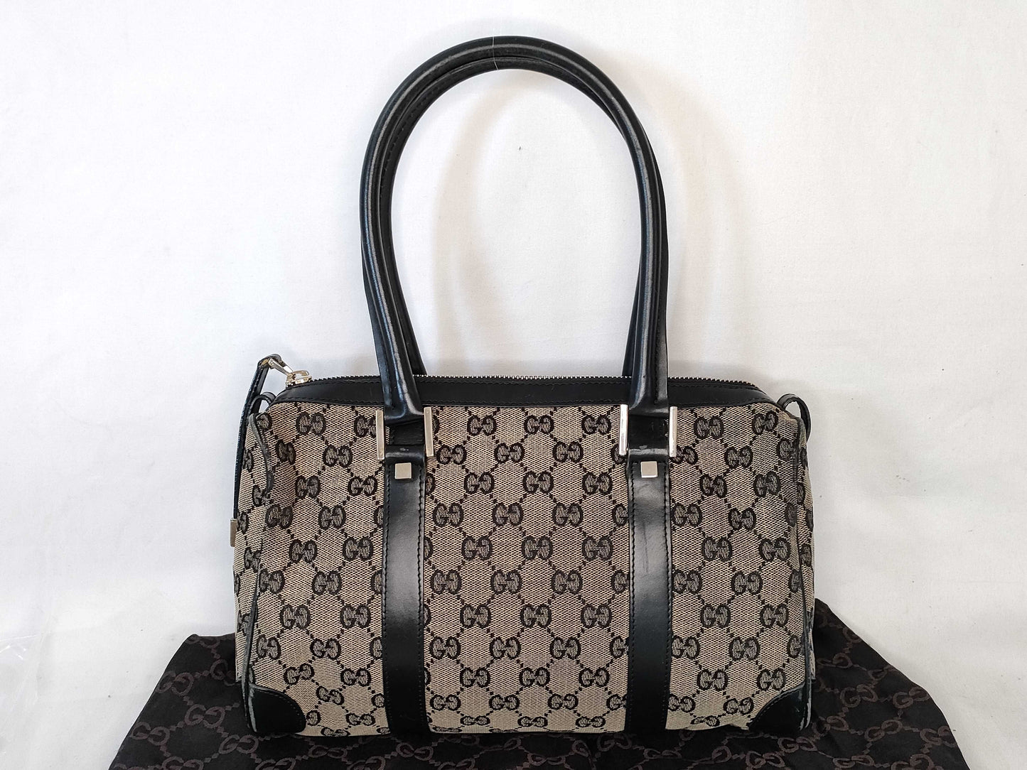 GUCCI GG Canvas Gucci Mini Boston Handbag
