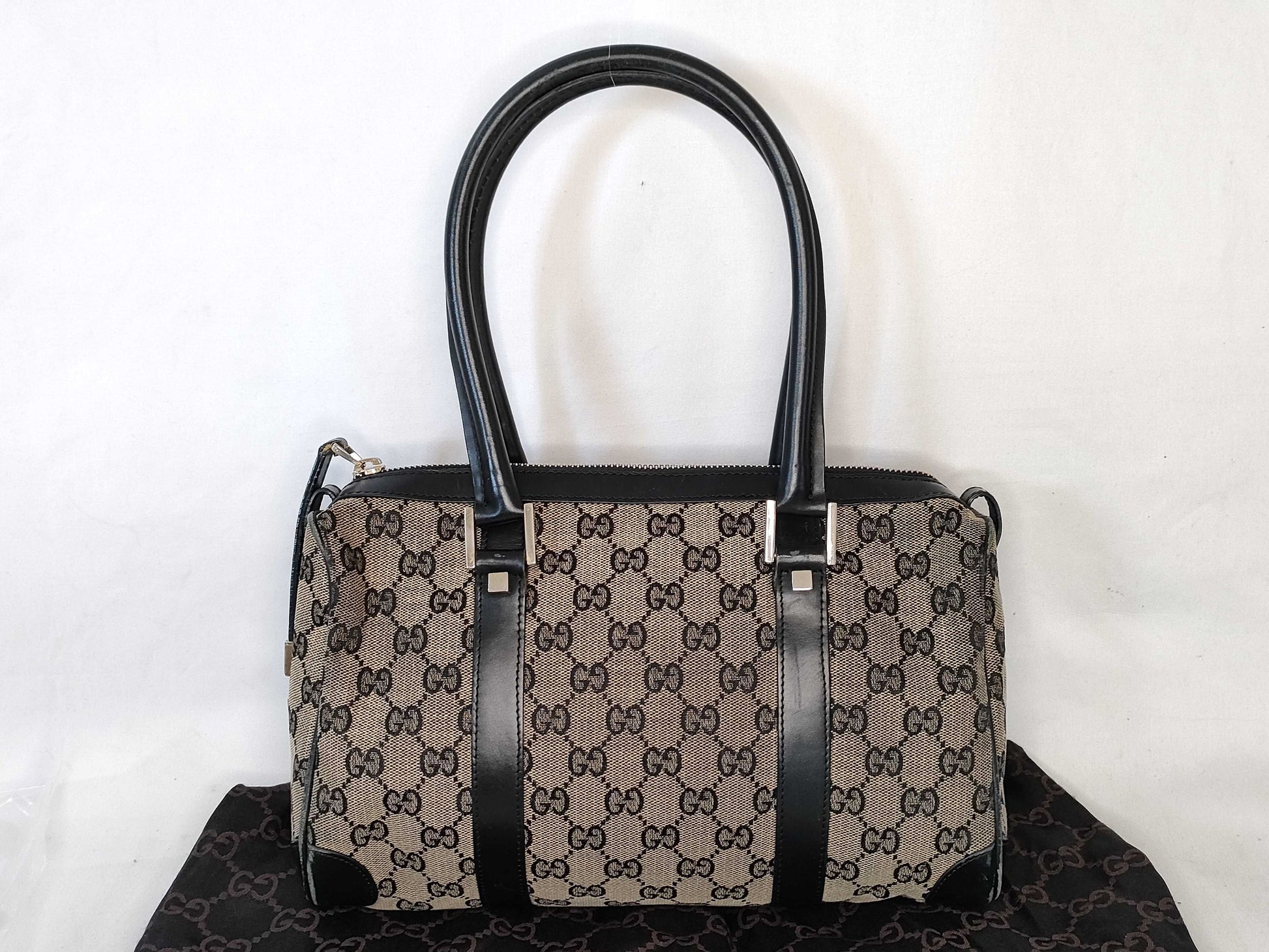 GUCCI GG Canvas Gucci Mini Boston Handbag