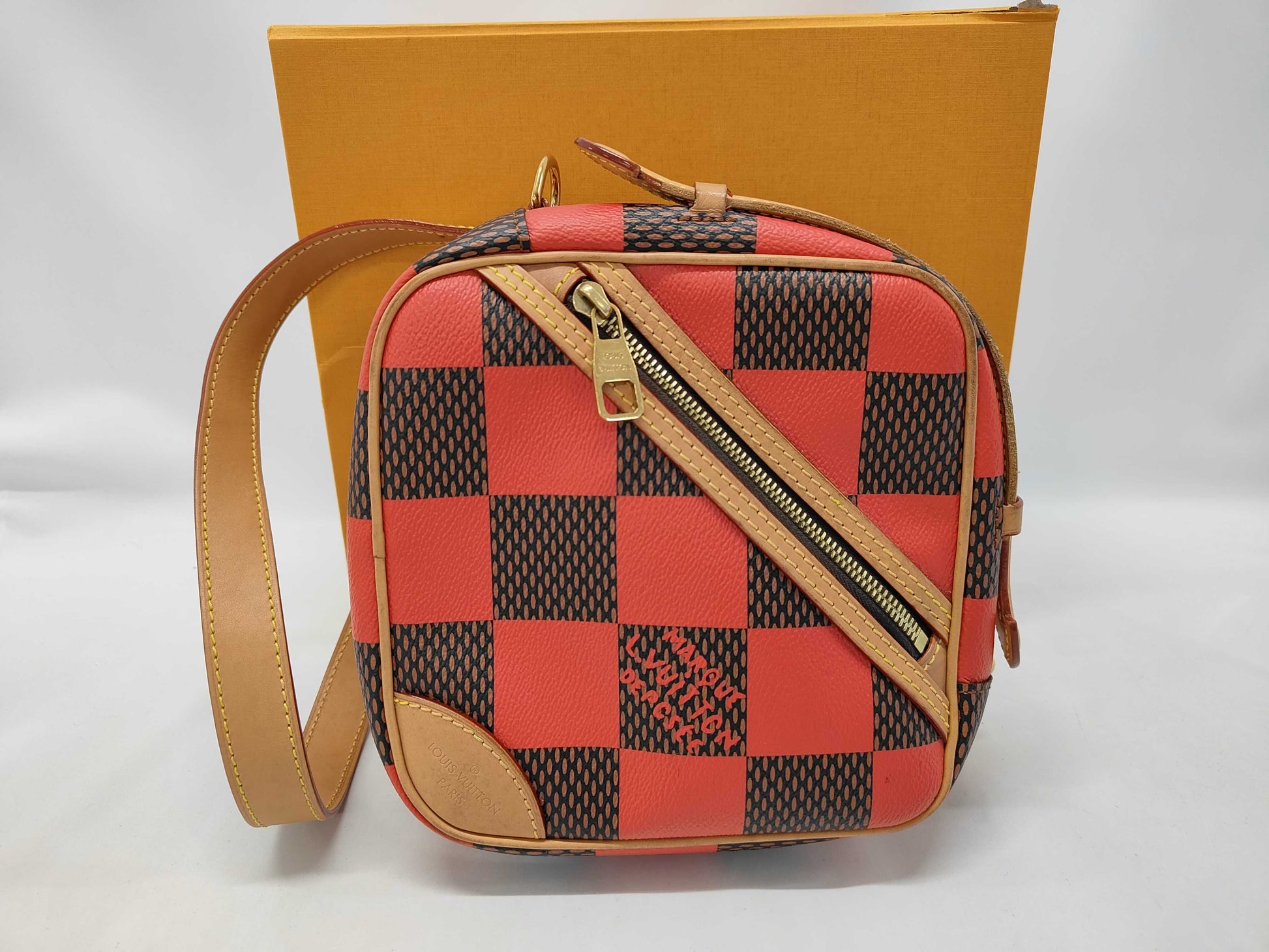 LOUIS VUITTON Damier Pop Chess Messenger Bag N40561 Brown x Red RFID Enabled Shoulder Bag