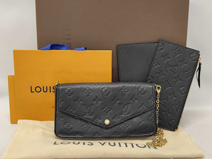 LOUIS VUITTON Monogram Empreinte Pochette Felicie M64064 NZ1138 Black Shoulder Bag