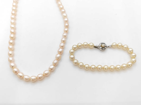 Faux Pearl/Semi-Round Pearl, Diameter: Approx. 6.5-7.5mm, Sterling Silver, 53.6g, Other Accessories 