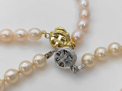 Faux Pearl/Semi-Round Pearl, Diameter: Approx. 6.5-7.5mm, Sterling Silver, 53.6g, Other Accessories 
