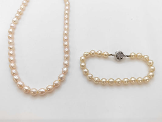 Faux Pearl/Semi-Round Pearl, Diameter: Approx. 6.5-7.5mm, Sterling Silver, 53.6g, Other Accessories