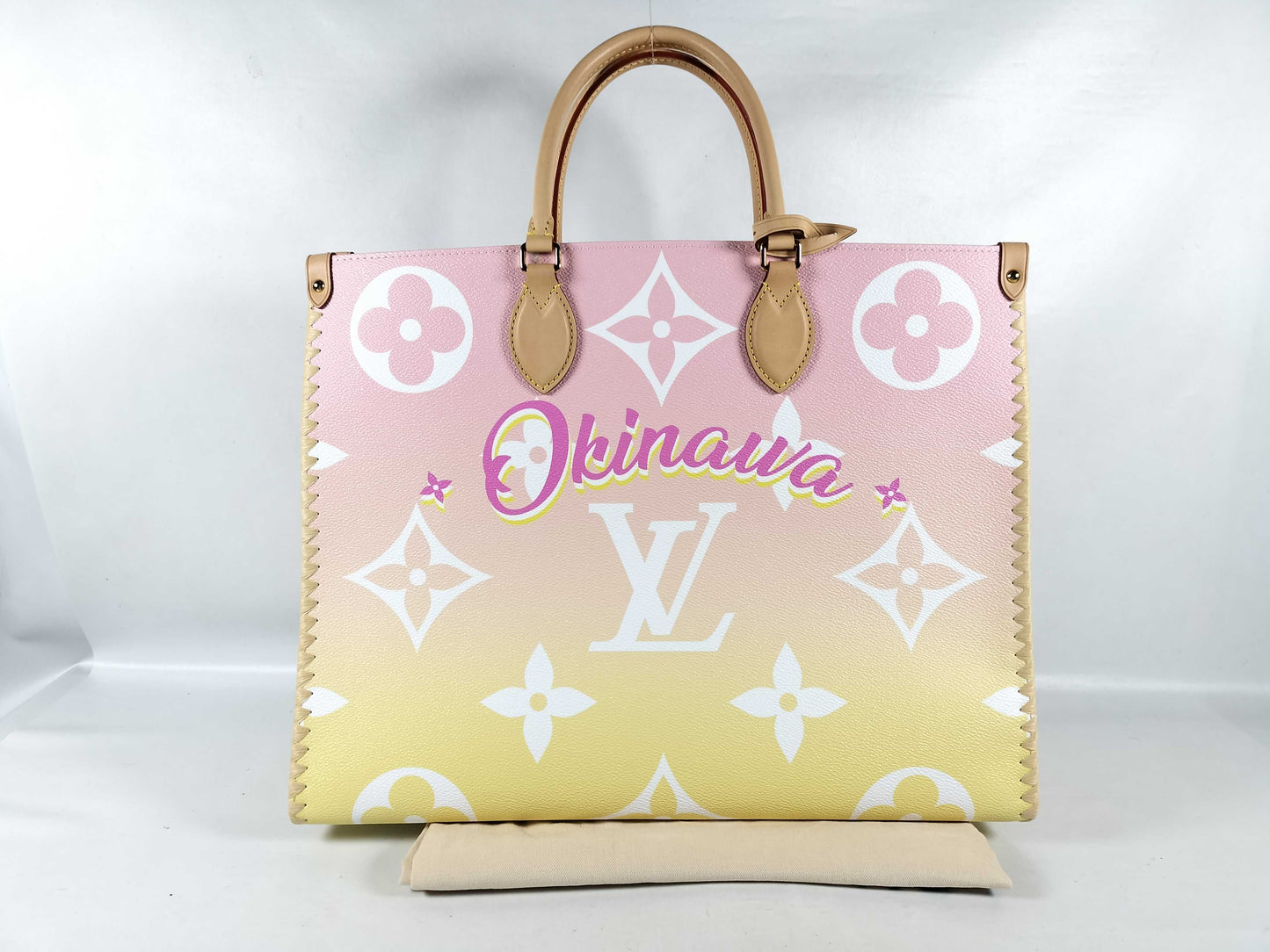 LOUIS VUITTON On the Go GM Okinawa Tote Bag, Okinawa Limited Edition Monogram M57889 RFID Tag Tote Bag