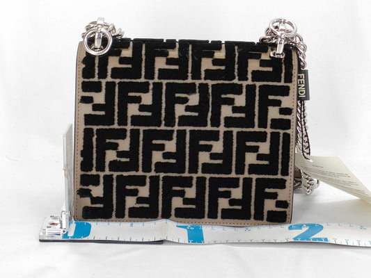 FENDI Zucca Pattern Fendi Canai Small Mini Canai Shoulder Bag with Zucca and Silver Hardware 8M0381 A1ZB F0CBU