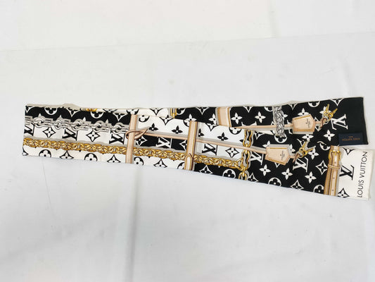 LOUIS VUITTON LV M78656 Bandeau Monogram Confidential Noir Scarf