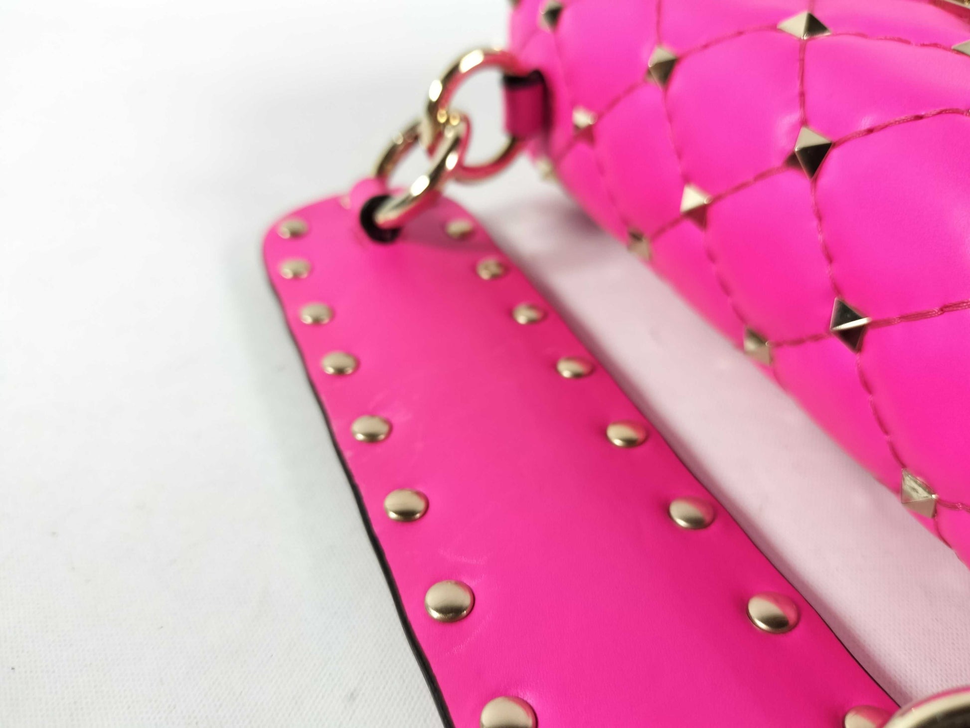 VALENTINO Rockstud Spike Fluo Mini Pink Handbag