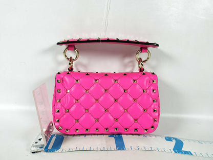 VALENTINO Rockstud Spike Fluo Mini Pink Handbag