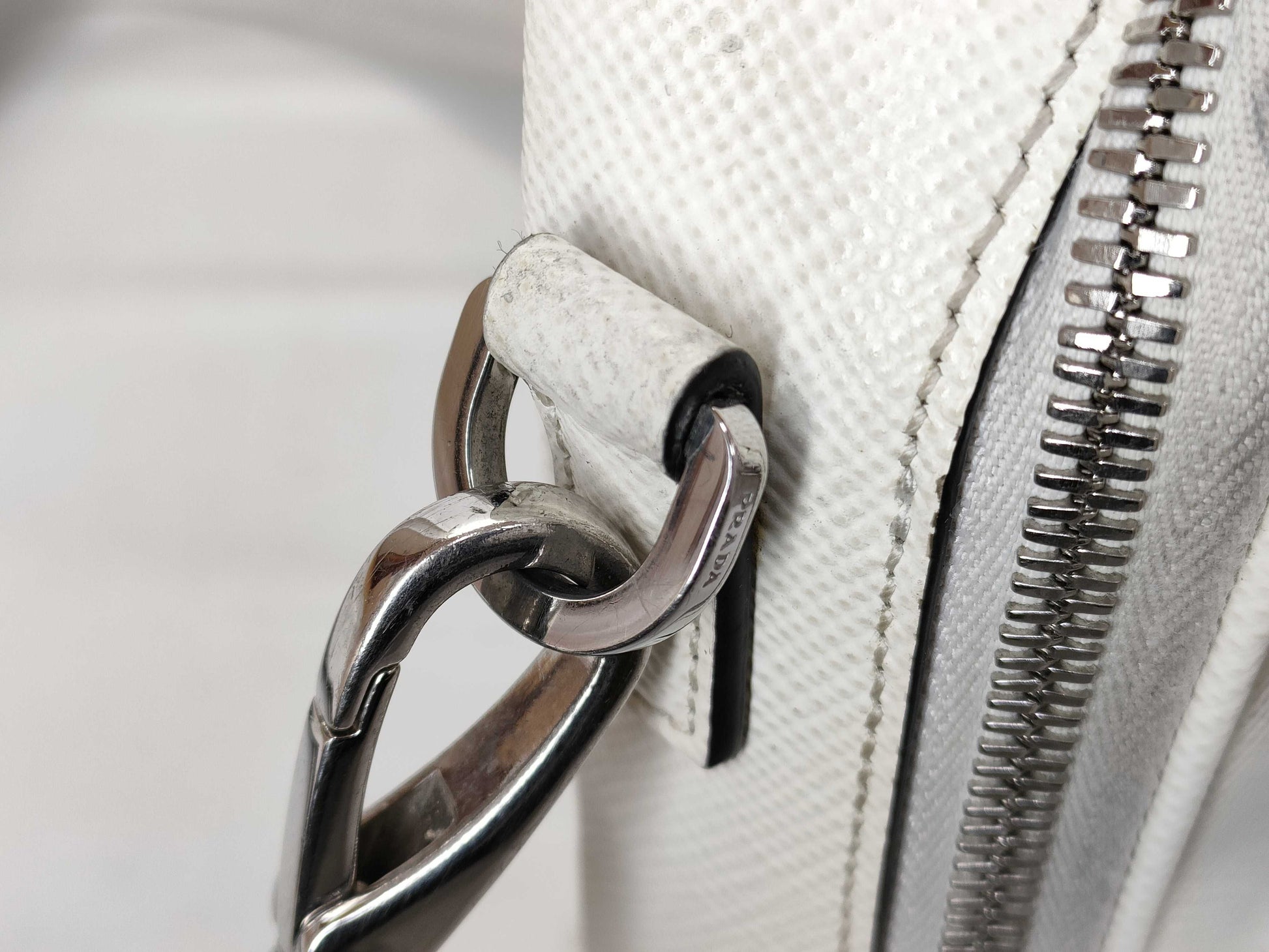 PRADA 2VH154 Saffiano White Shoulder Bag