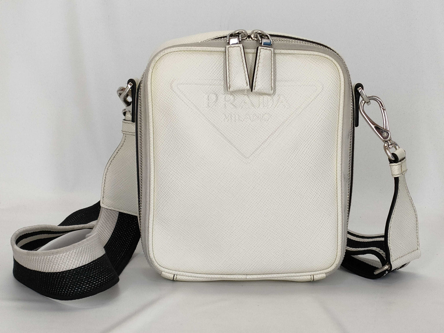 PRADA 2VH154 Saffiano White Shoulder Bag