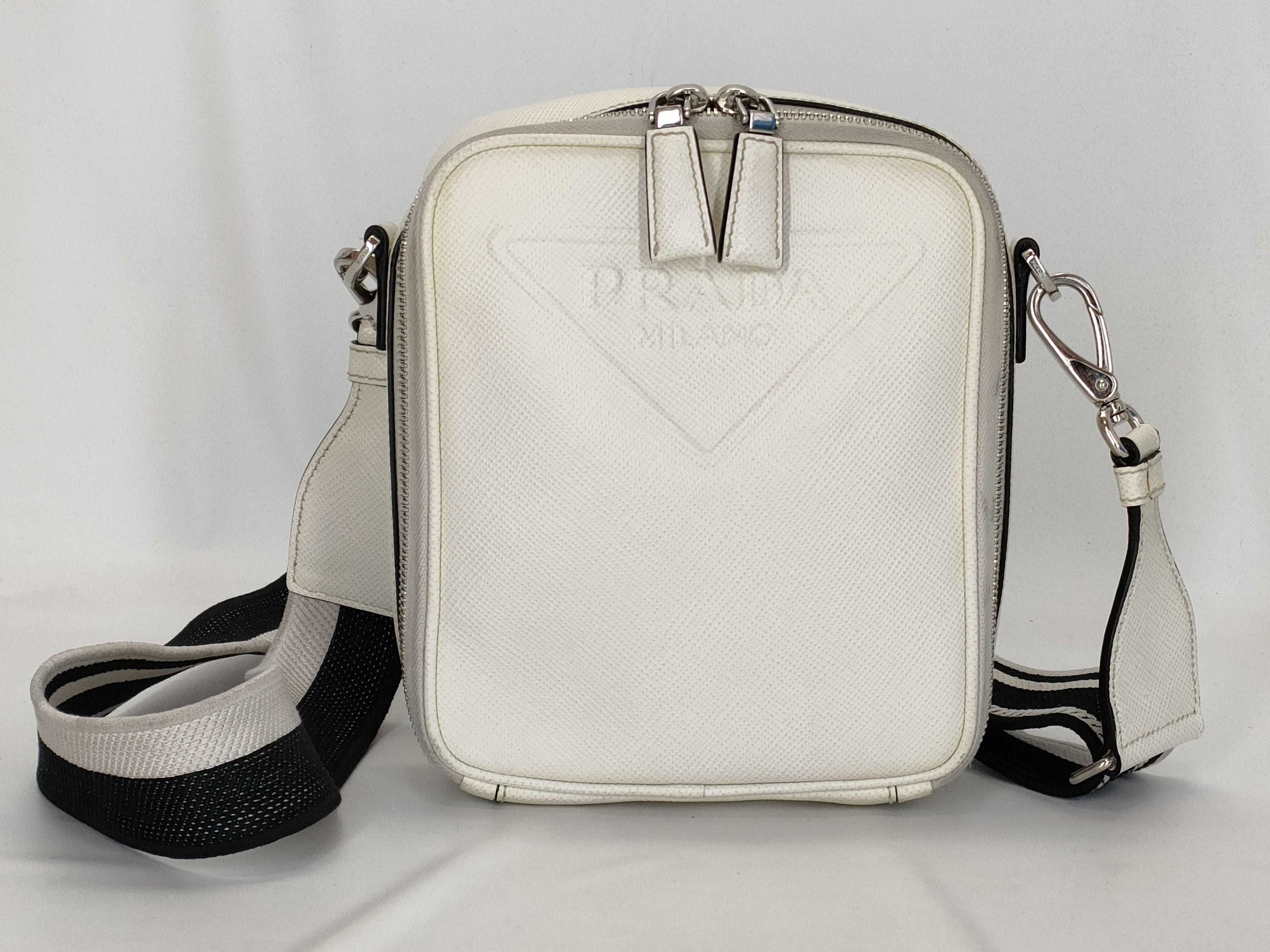 PRADA 2VH154 Saffiano White Shoulder Bag