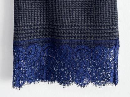 sacai Sacai Lace Hem Mixed Material Skirt, 1 Size
