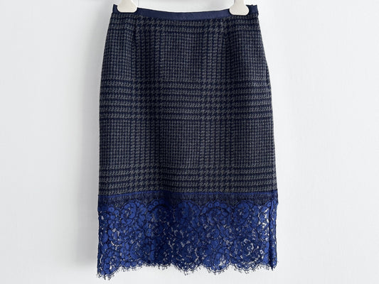 sacai Sacai Lace Hem Mixed Material Skirt, 1 Size