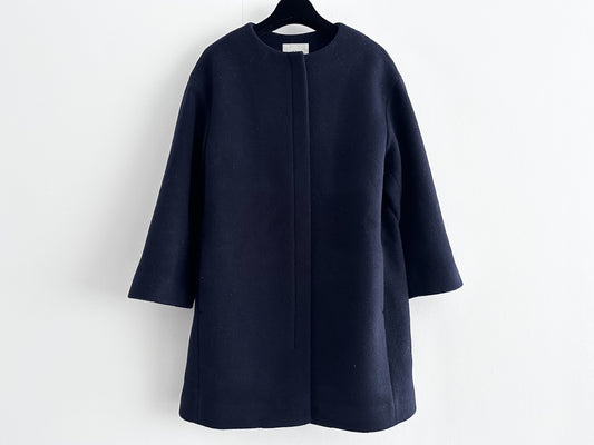 IENA No-Collar Coat, Navy, Size 34