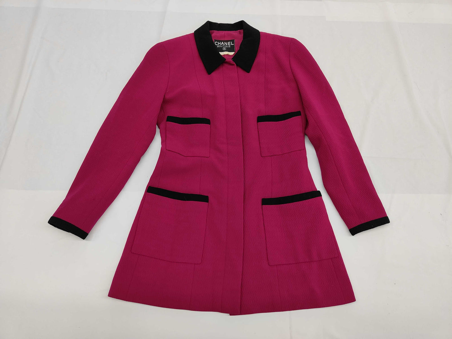 CHANEL BOUTIQUE Velvet Coat with Coco Mark Gold Buttons #34