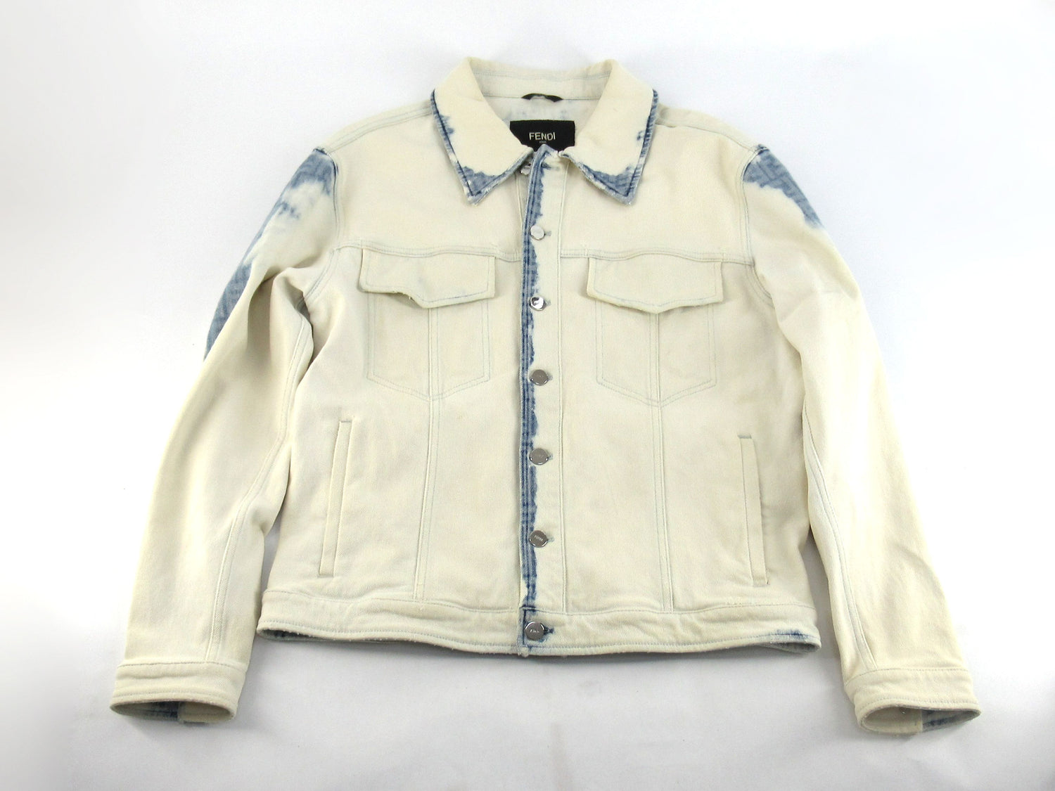 FENDI Pleated Zucca Denim Jacket FW1027 Men's Size 50