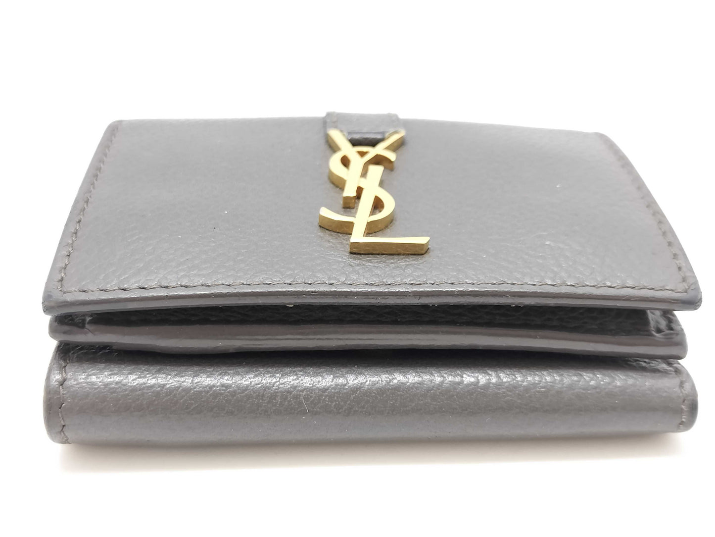 Yves Saint Laurent Logo Leather Tri-fold Wallet