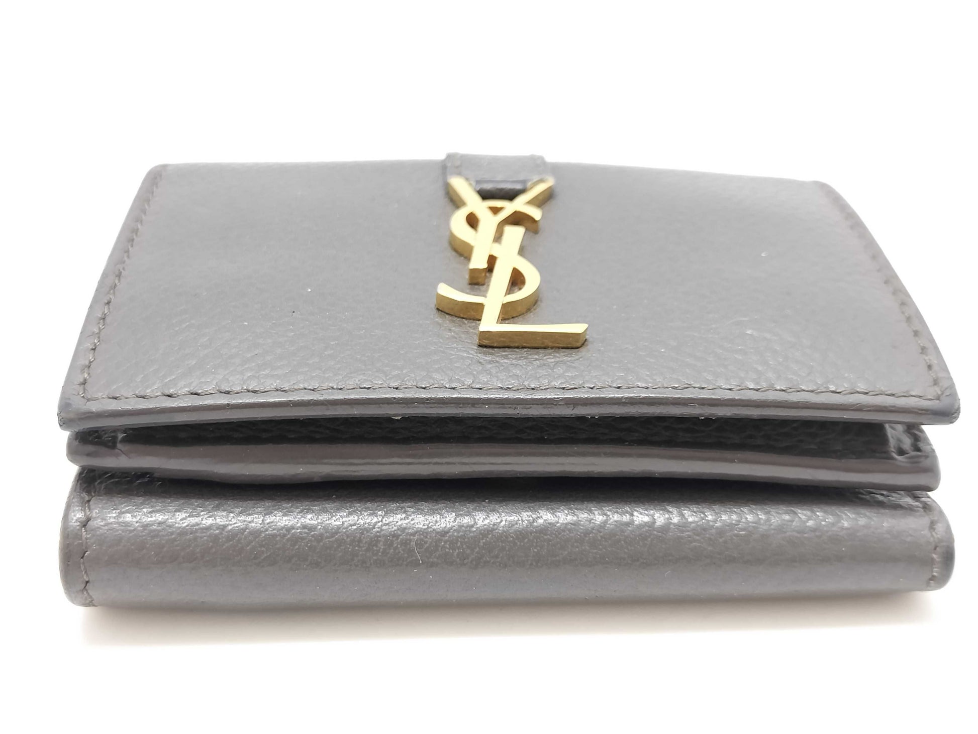 Yves Saint Laurent Logo Leather Tri-fold Wallet