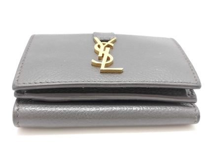 Yves Saint Laurent Logo Leather Tri-fold Wallet