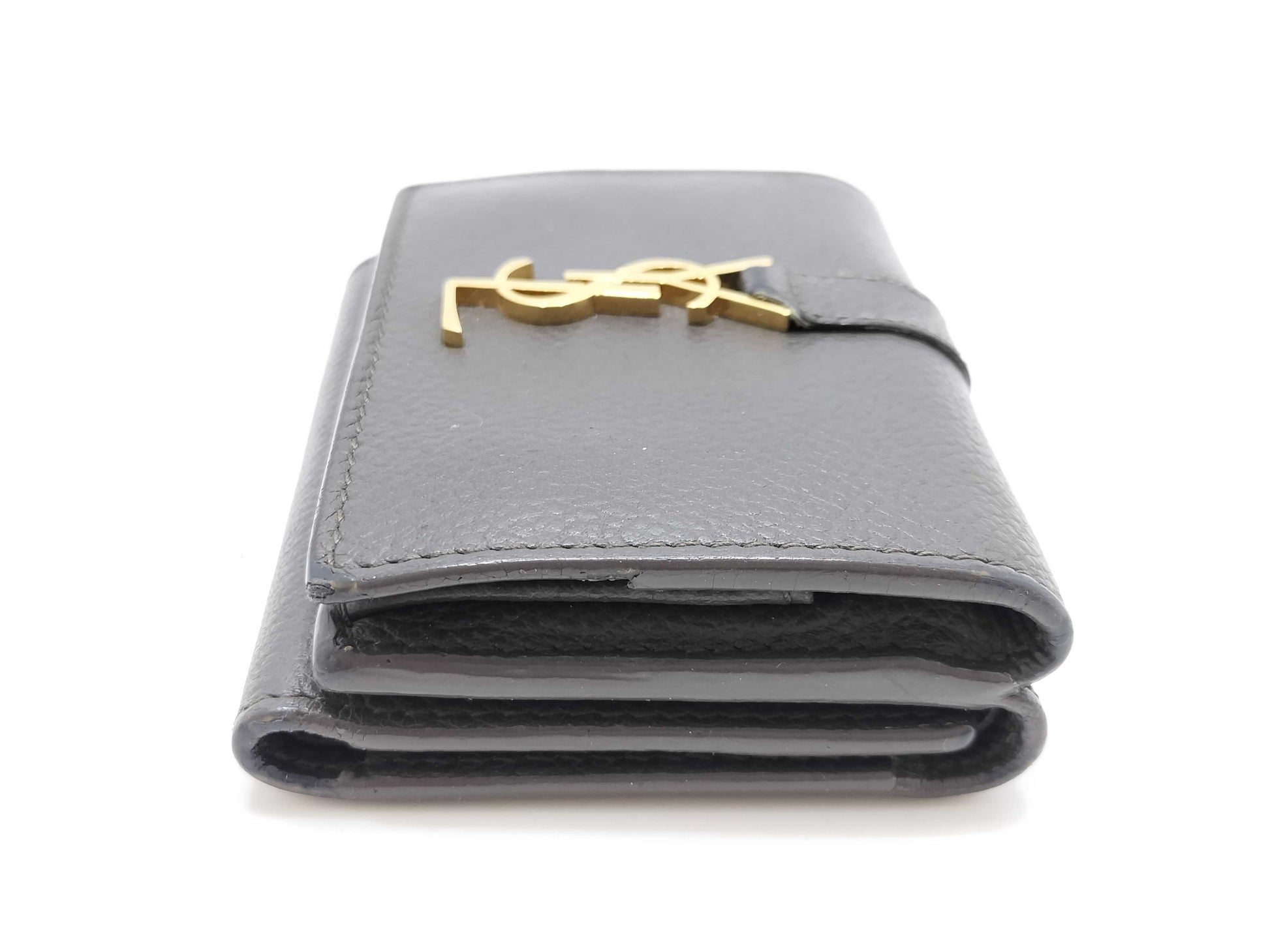 Yves Saint Laurent Logo Leather Tri-fold Wallet