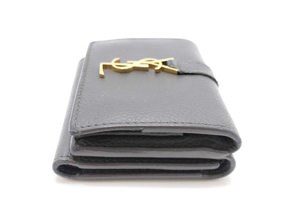 Yves Saint Laurent Logo Leather Tri-fold Wallet