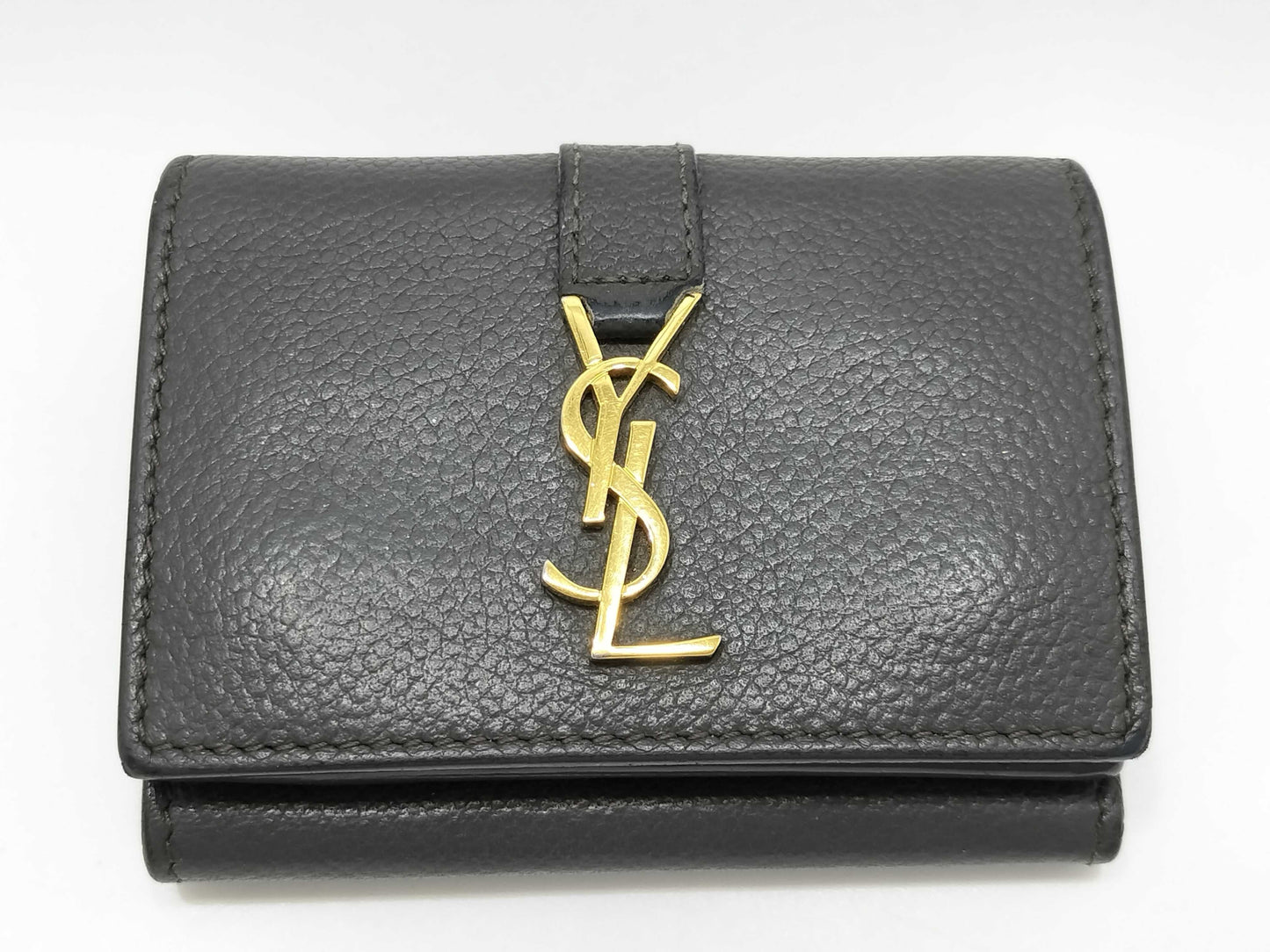 Yves Saint Laurent Logo Leather Tri-fold Wallet