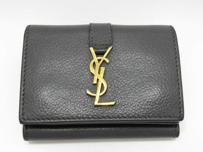 Yves Saint Laurent Logo Leather Tri-fold Wallet