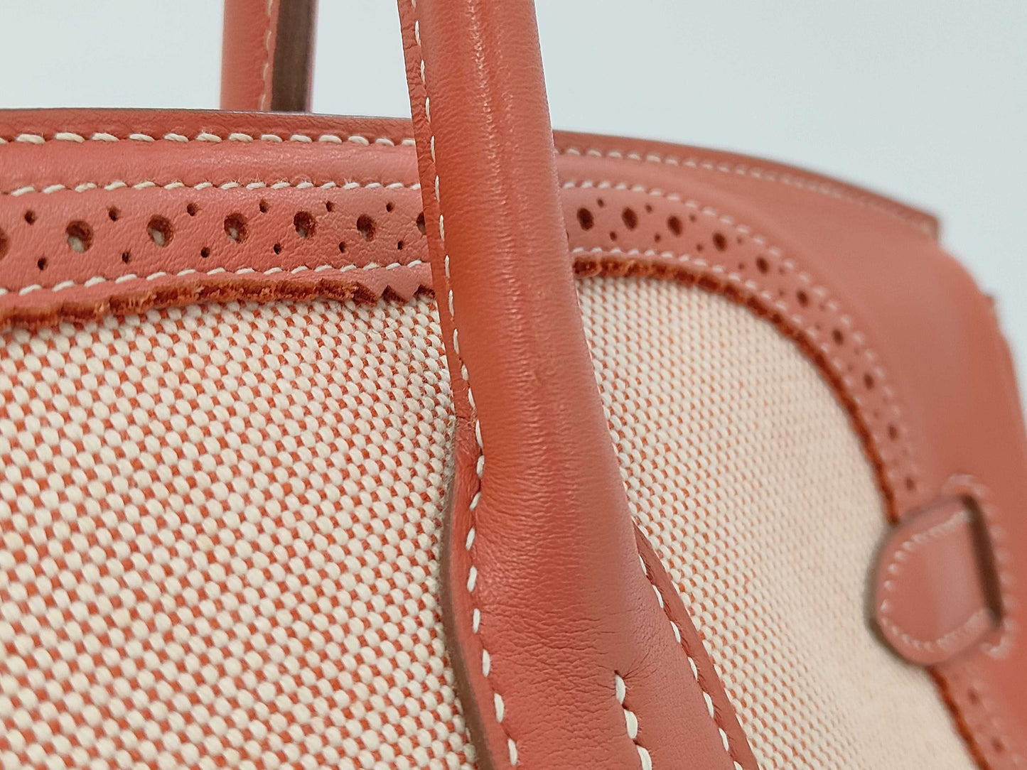 HERMES Sanguine Swift Toile Birkin 35 Gillies Palladium Plated Handbag with R Stamp