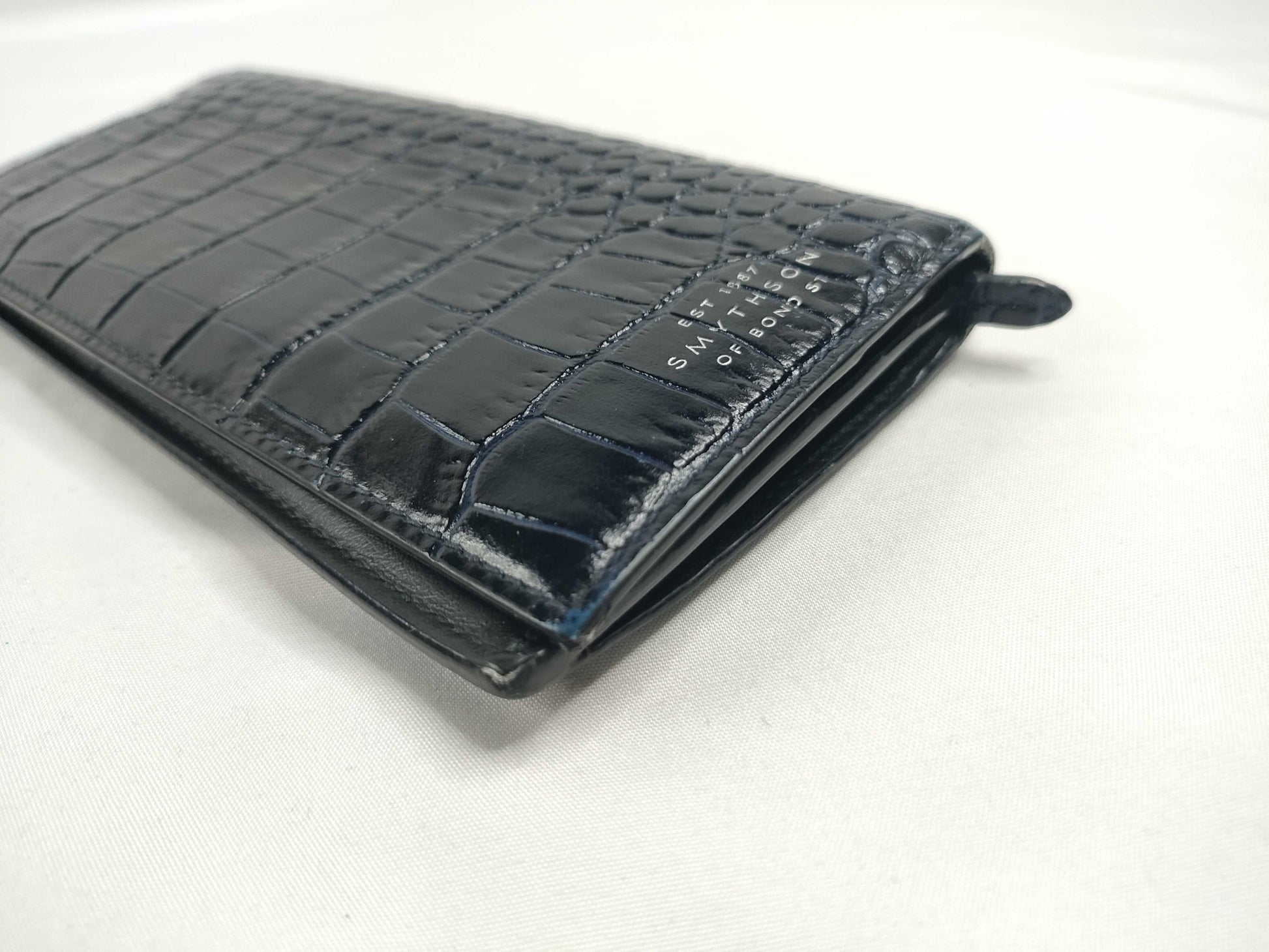 Smythson Crocodile Embossed Bi-fold Long Wallet