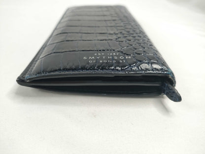 Smythson Crocodile Embossed Bi-fold Long Wallet