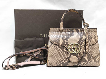 GUCCI Gucci Python GG Marmont Shoulder Bag Handbag