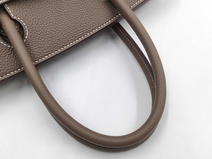 HERMES Birkin 30 Togo Etoupe Silver Hardware U Stamp Handbag
