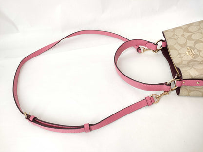 COACH Signature 2-Way PVC Handbag in Beige and Pink
