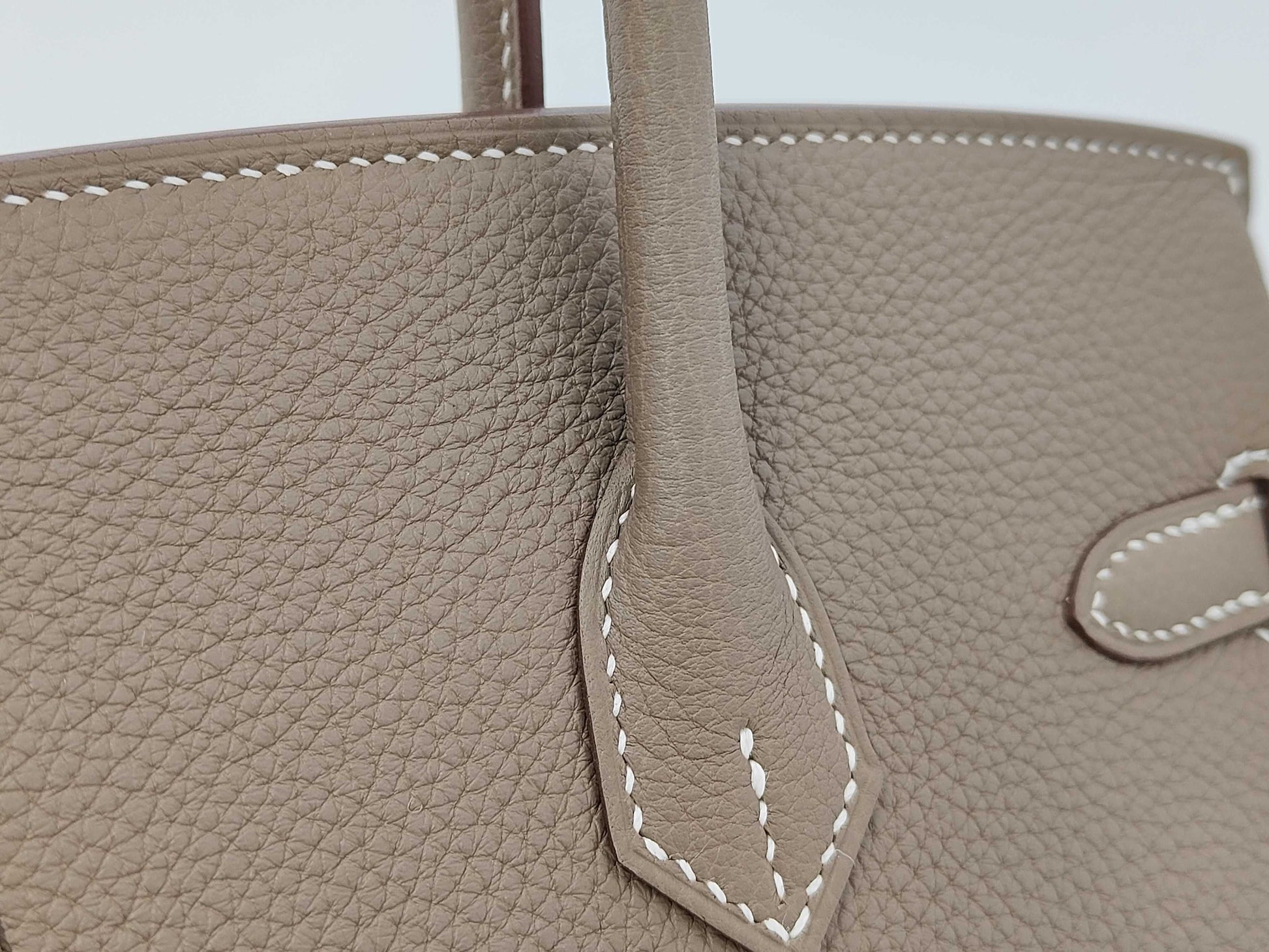 HERMES HERMES Birkin 25 Togo/Etoupe/K Stamp/Silver Handbag