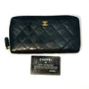 CHANEL Matelasse Caviar Leather Round Zip Long Wallet, Black, 19294662, with Guarantee Card