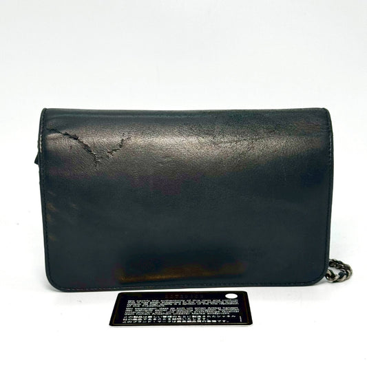 CHANEL Coco Mark Lambskin Chain Wallet Black 22529463 with Guarantee Card Shoulder Bag
