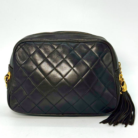 CHANEL Matelasse Deca Coco Lambskin Fringed Chain Shoulder Bag, Black, No Serial Number Seal