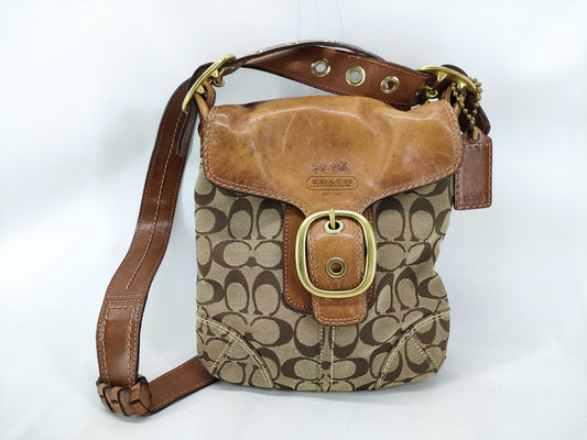 COACH Signature Flap Duffle Carriage Shoulder Bag 11436