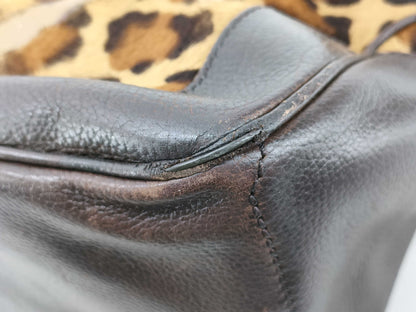 CELINE CELINE Boogie Handbag, Harako x Leather Leopard Print Handbag